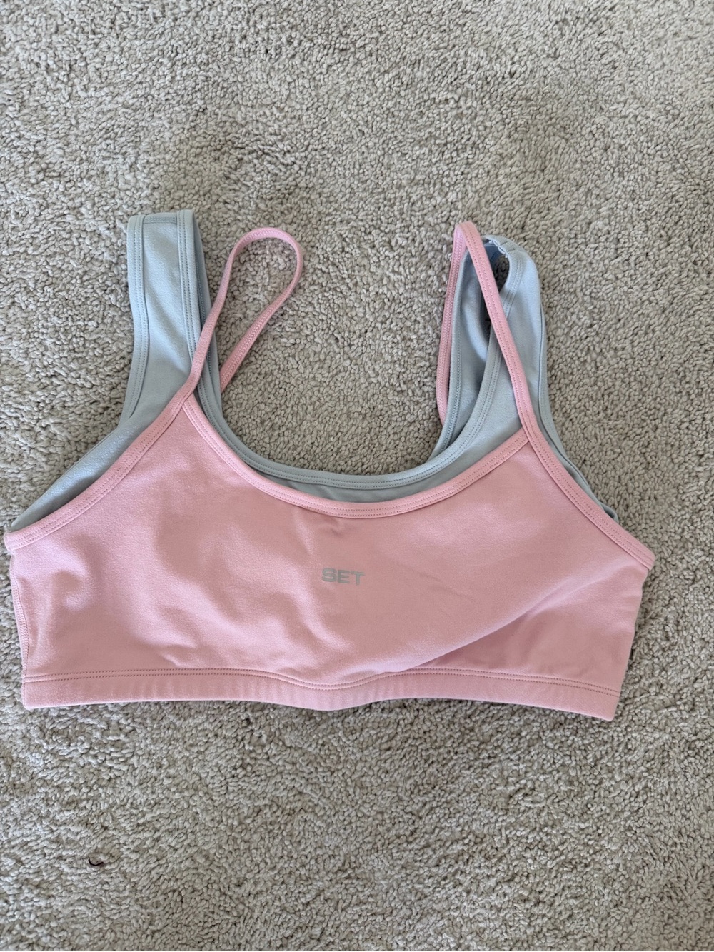 SET Active Pink Sports Bra with Gray Trim